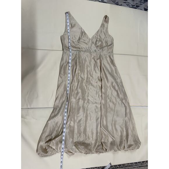 Massimo Dutti Women's Champagne 100 Silk Bubble Hem Midi Dress Evening Gown SZ M - Picture 7 of 12
